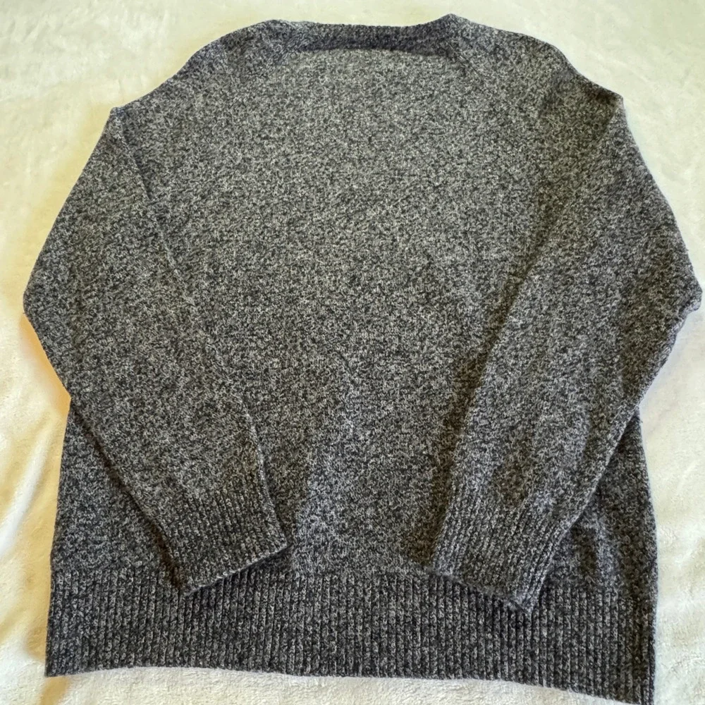 J. Crew Sweater Mens Large Charcoal Grey Marled Lambswool Blend Crewneck Raglan